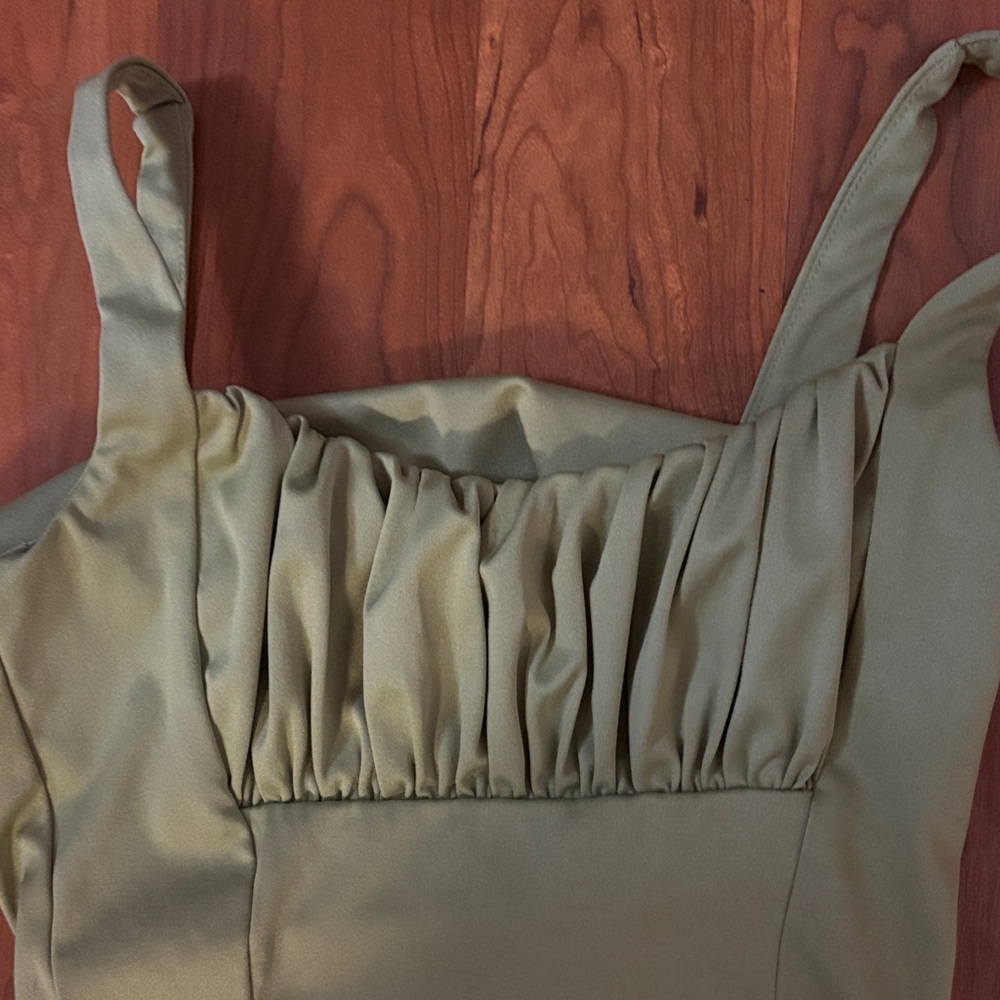 Green Ruched Square-Neck Top - Picture 2 of 4